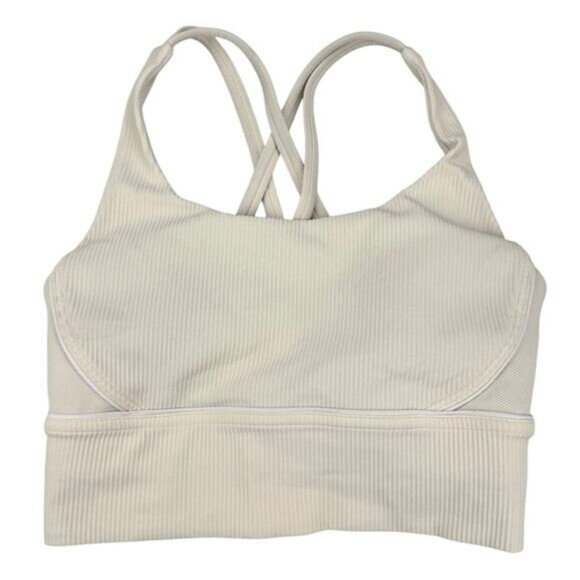 LULULEMON Energy Bra Longline Ribbed Medium Support B–D Cups Size 4 Chantilly - Picture 3 of 6
